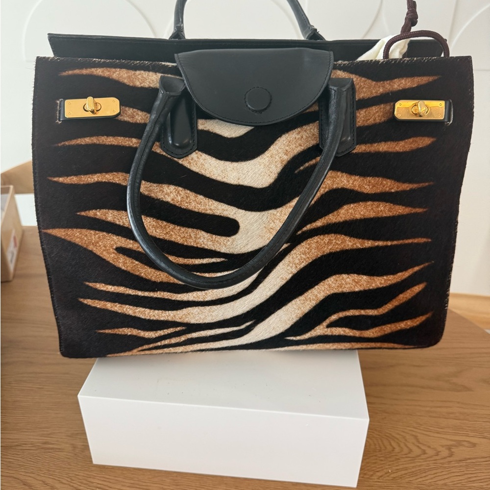 Cole Haan Zebra Print Tote with Black and Brown Accents